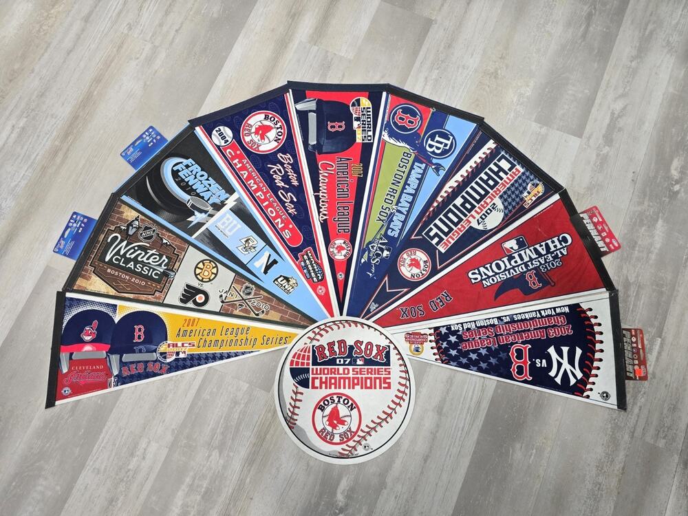 10 Boston Red Sox Bruins Pennant Lot 2004 2007 Champs Winter Classic NEW
